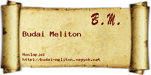 Budai Meliton névjegykártya